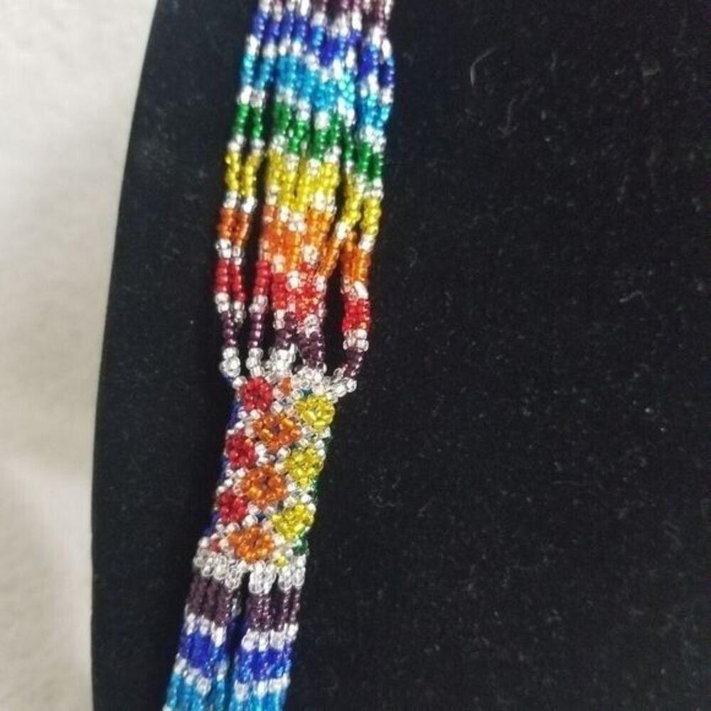 Glass Seed Bead Rainbow Necklace - Picture 3 of 5